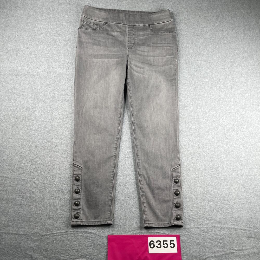 Pull On Jegging Ankle Chicos Womens US Size 8 R Gray Stretch Ankle Buttons
